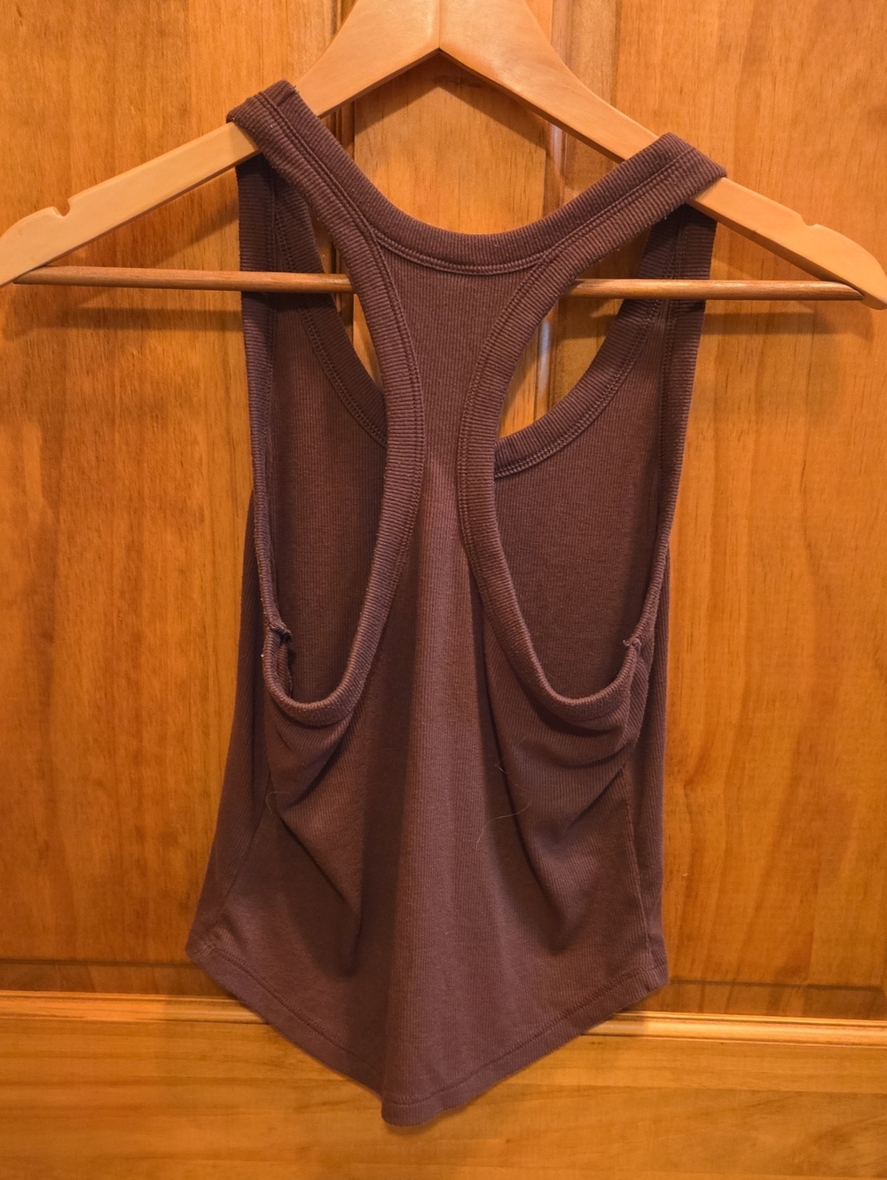 Women’s Ribbed Racerback Tank Top in Brown - Picture 4 of 5